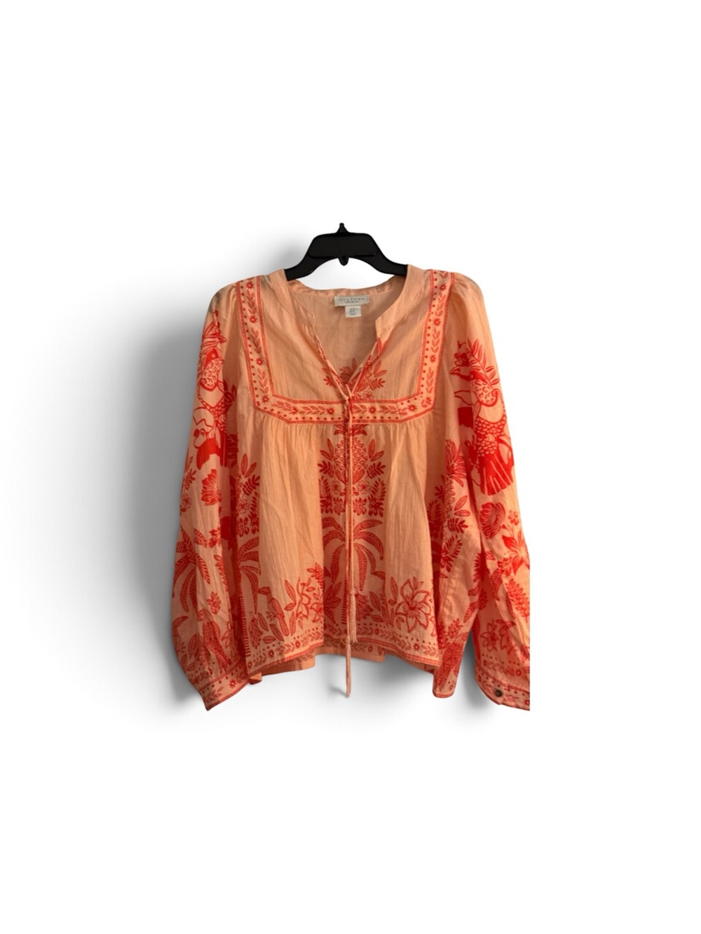 Calypso St. Barth Peach Tunic with Coral Embroidery